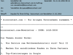 Screenshot eines Newsletters